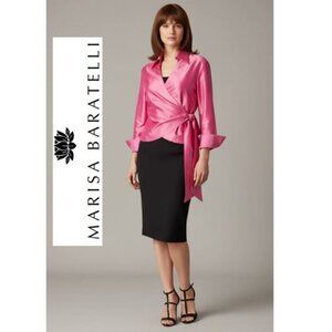MARISA BARATELLI - 100% Thai silk luxurious pink wrap blazer/blouse